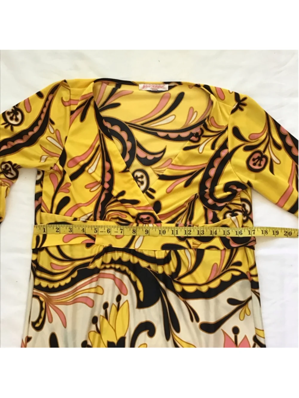 Betsey Johnson Women Elegant Mini Dress Size 6 Yellow Pink Floral